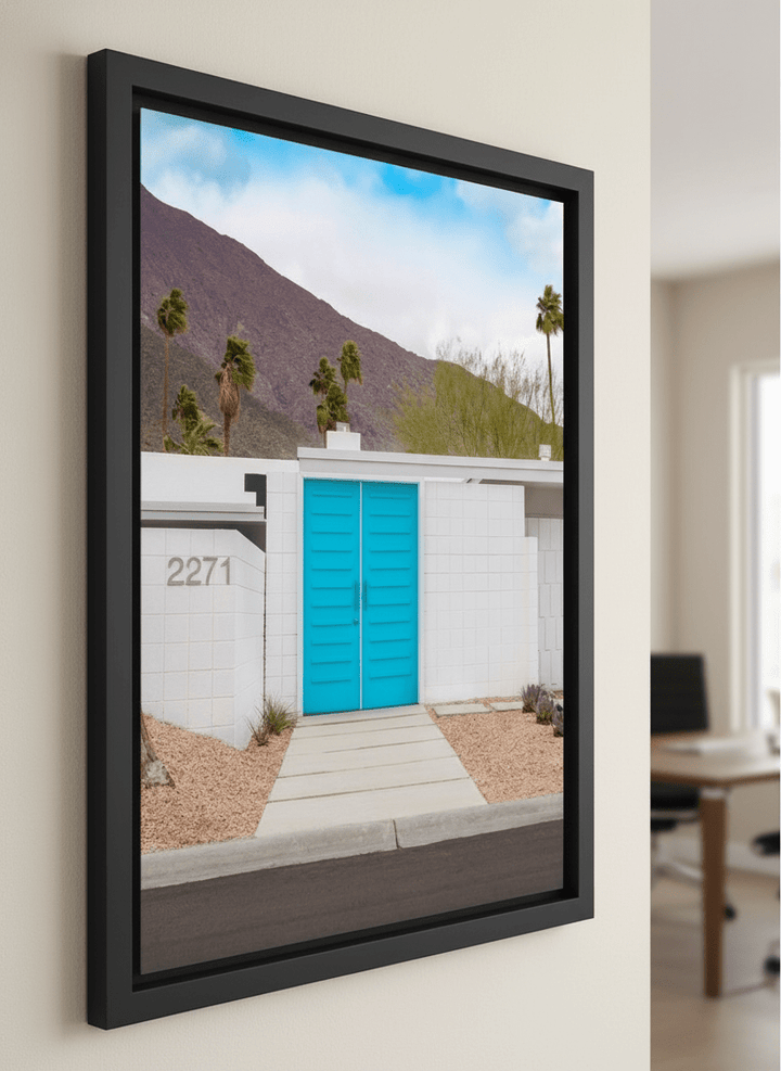 Contemporary wall art featured in a bright modern office workspace