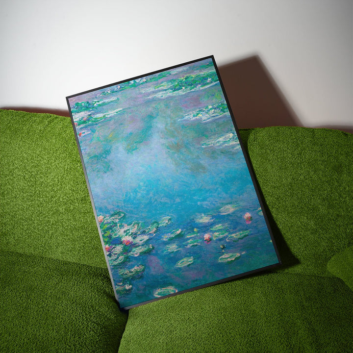 Turquoise Water Lilies Painting by Claude Monet,livingroom,timber border