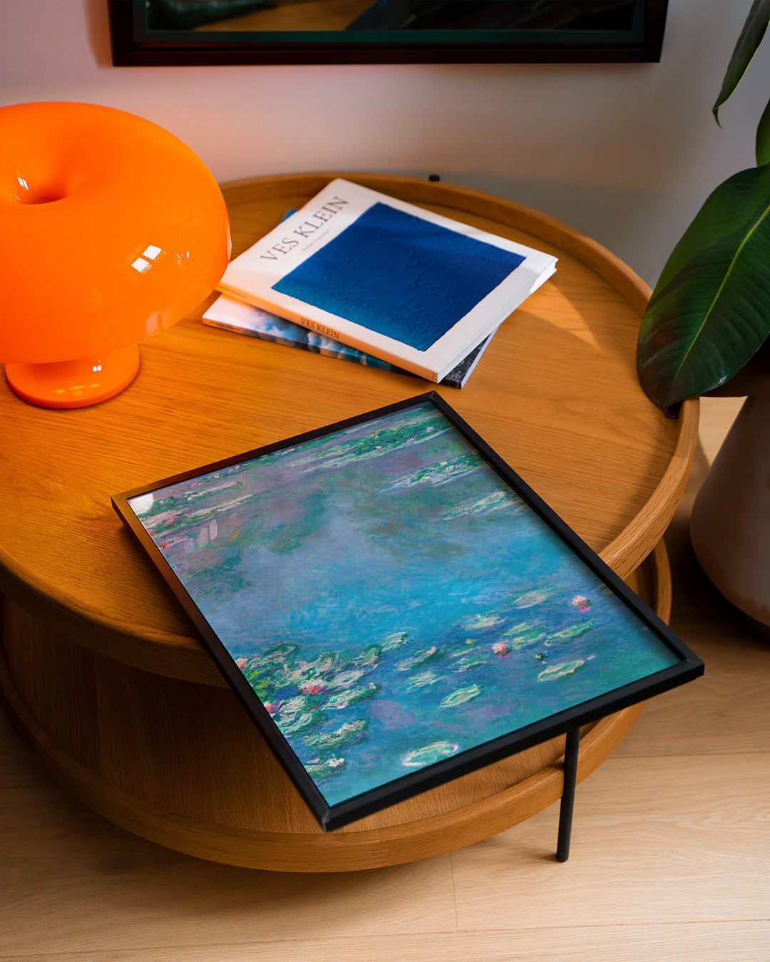 Turquoise Water Lilies Painting by Claude Monet,livingroom,timber border