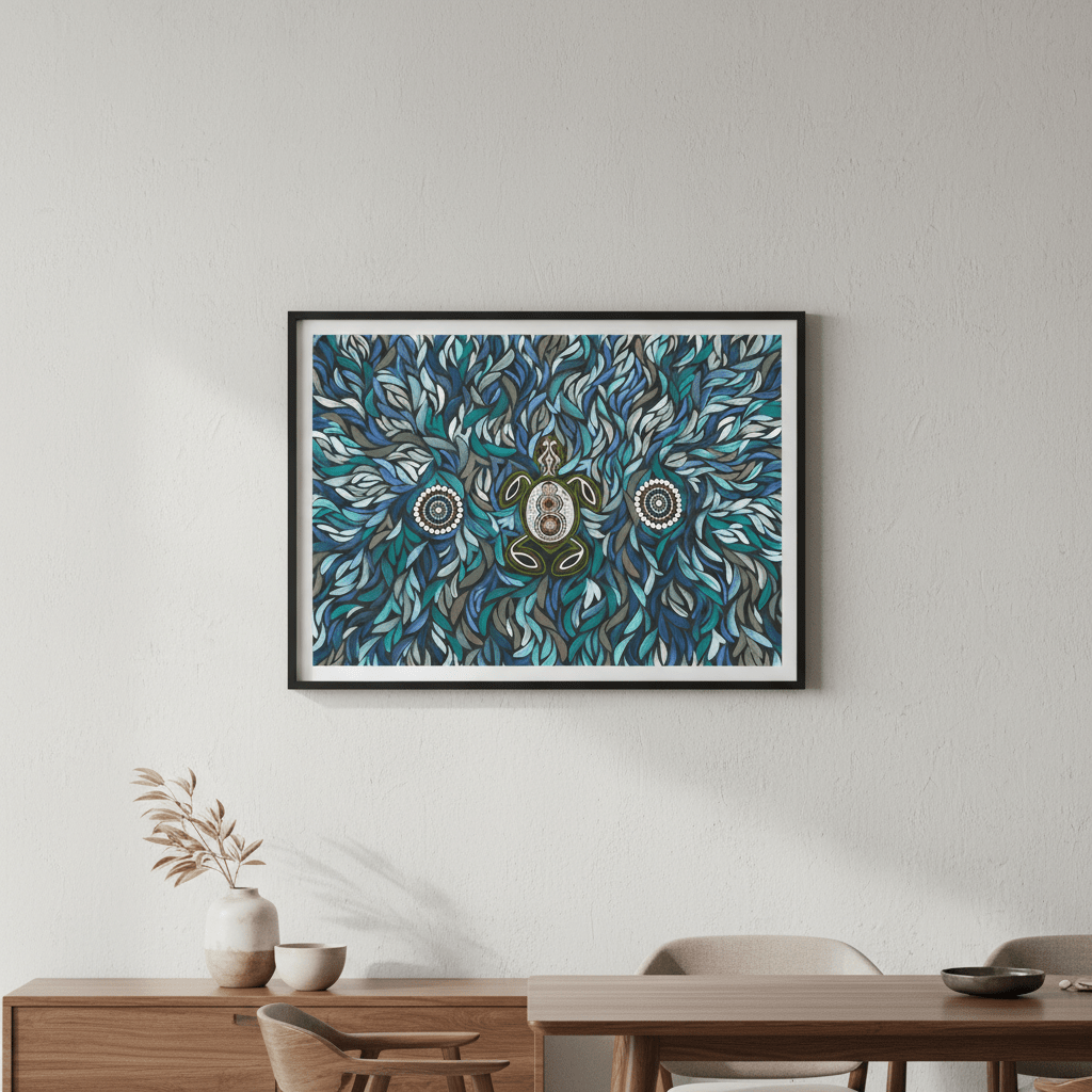 Turtle on Life's Journey in Deep Water Dreaming by Emma Rigney wall - art - picture - poster