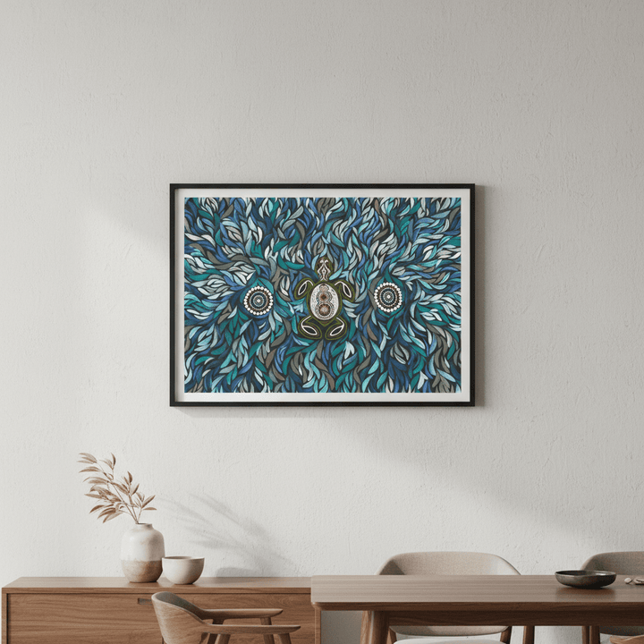 Turtle on Life's Journey in Deep Water Dreaming by Emma Rigney wall - art - picture - poster