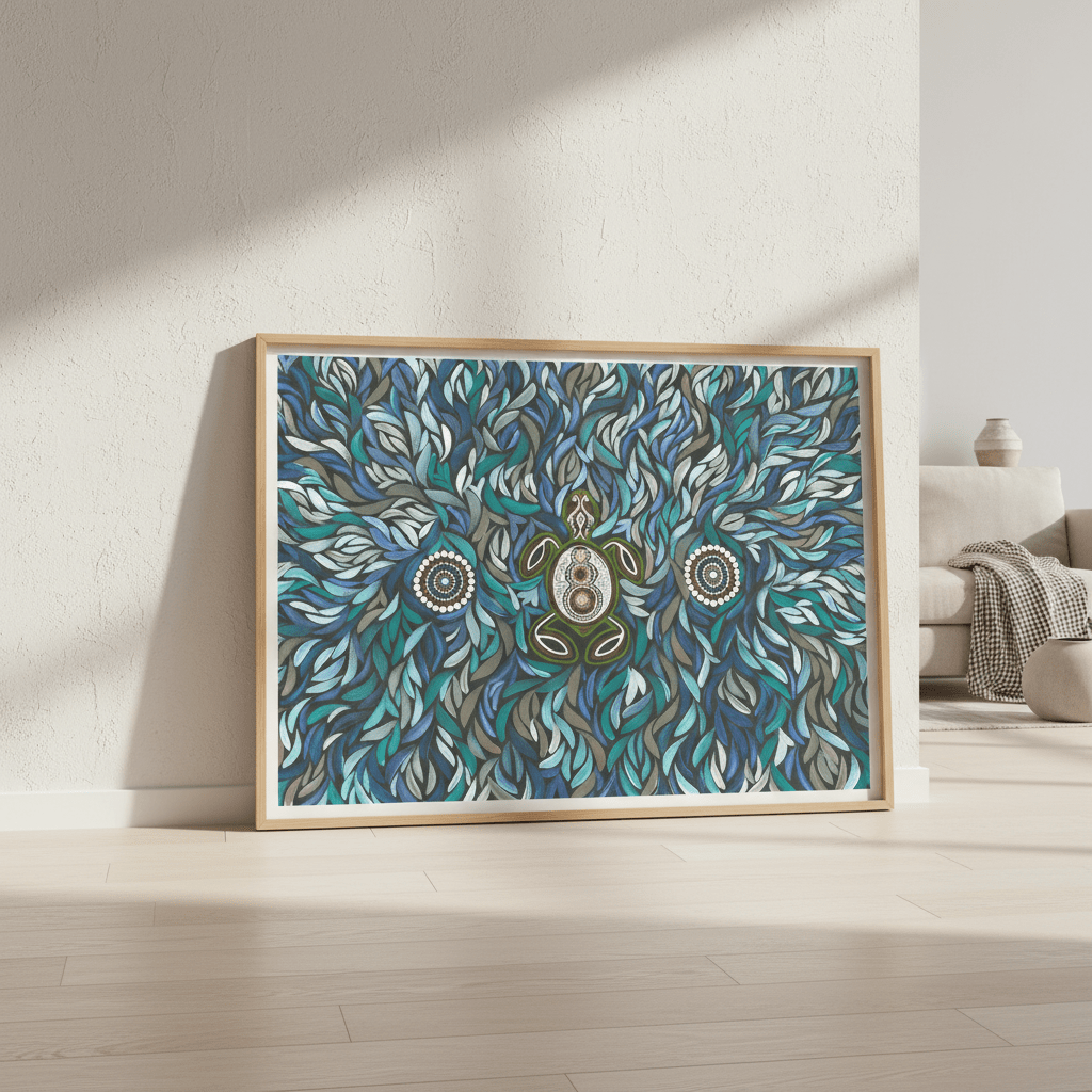 Turtle on Life's Journey in Deep Water Dreaming by Emma Rigney wall - art - picture - poster