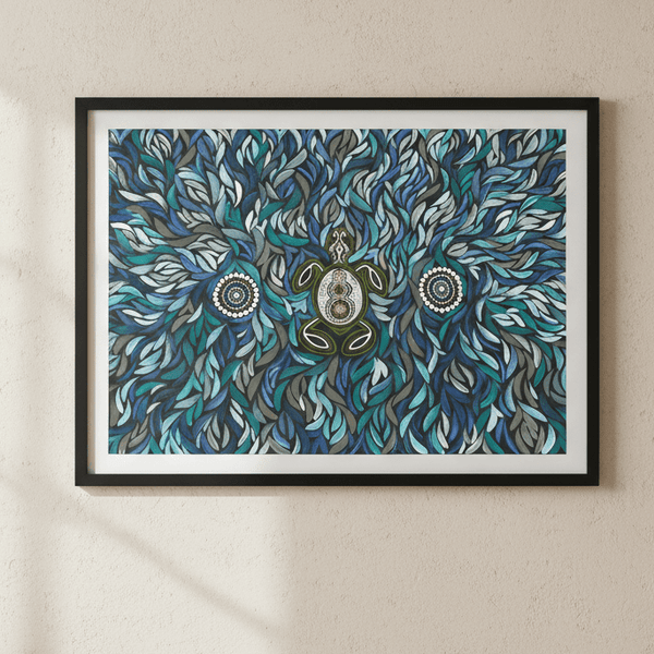 Turtle on Life's Journey in Deep Water Dreaming by Emma Rigney