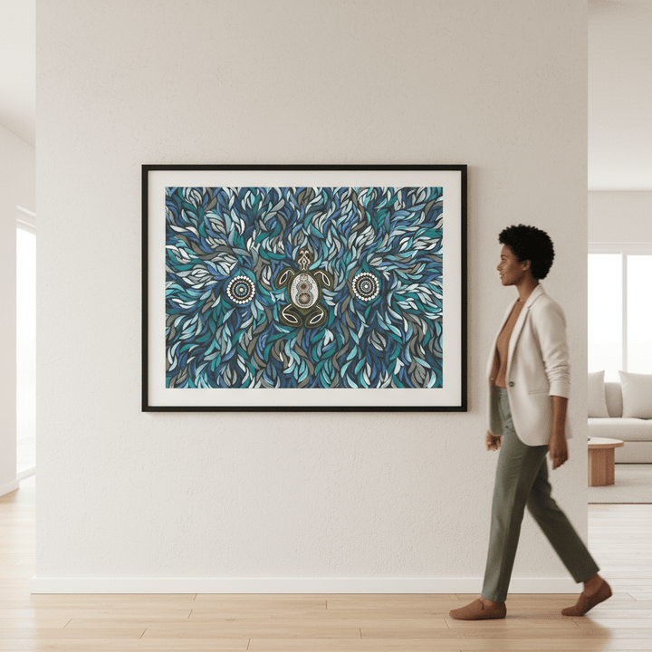 Turtle on Life's Journey in Deep Water Dreaming by Emma Rigney wall - art - picture - poster