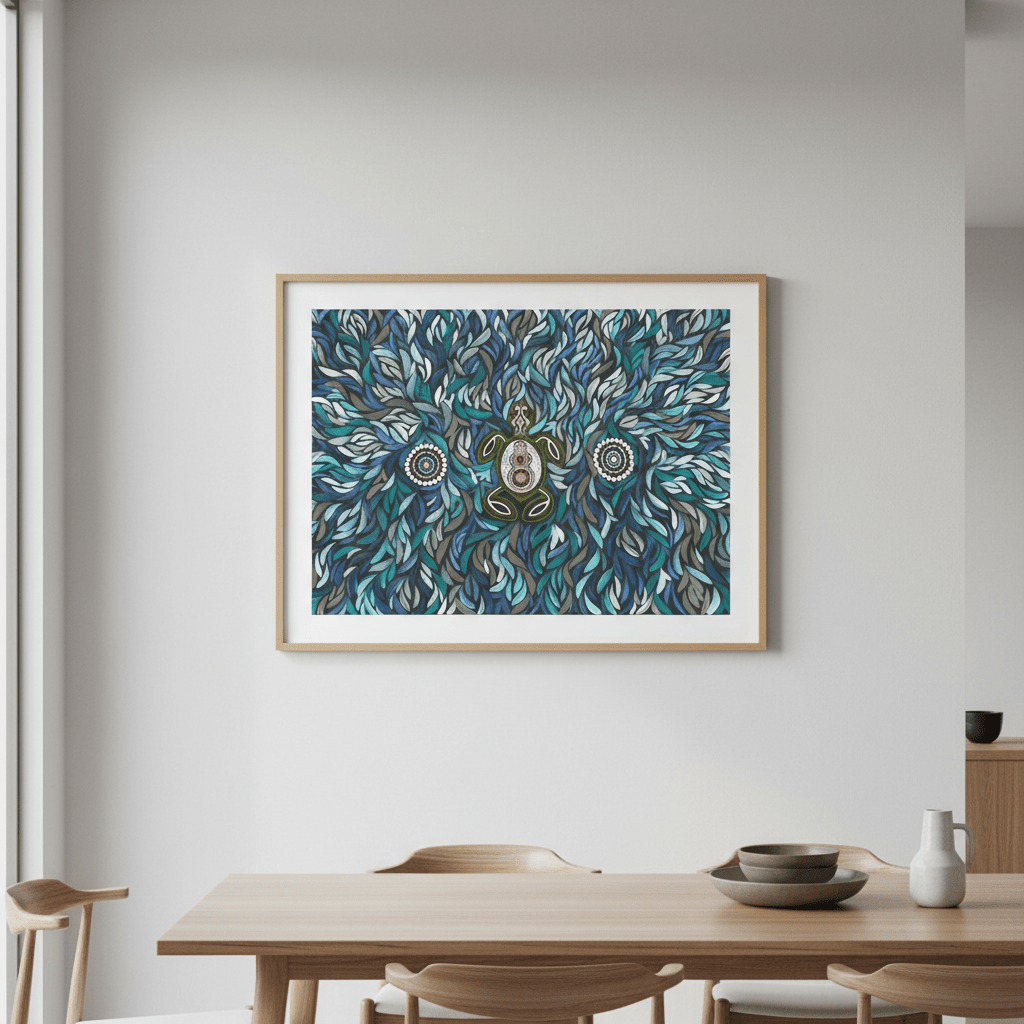Turtle on Life's Journey in Deep Water Dreaming by Emma Rigney wall - art - picture - poster