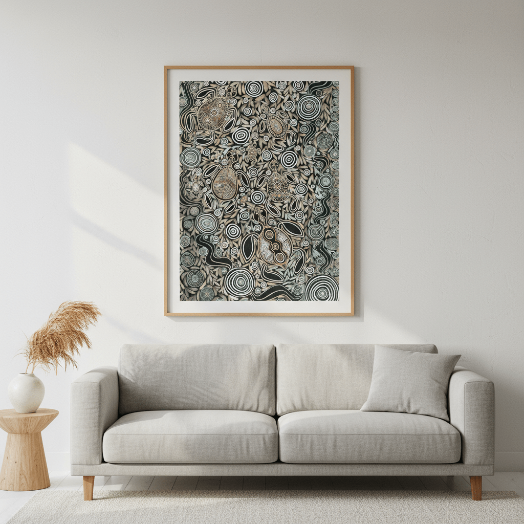 Turtles in Deep Water Dreaming Earth Green Tone by Emma Rigney wall - art - picture - poster