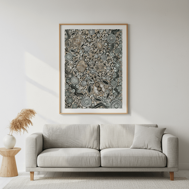 Turtles in Deep Water Dreaming Earth Green Tone by Emma Rigney wall - art - picture - poster