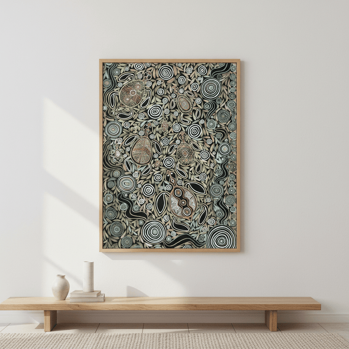 Turtles in Deep Water Dreaming Earth Green Tone by Emma Rigney wall - art - picture - poster