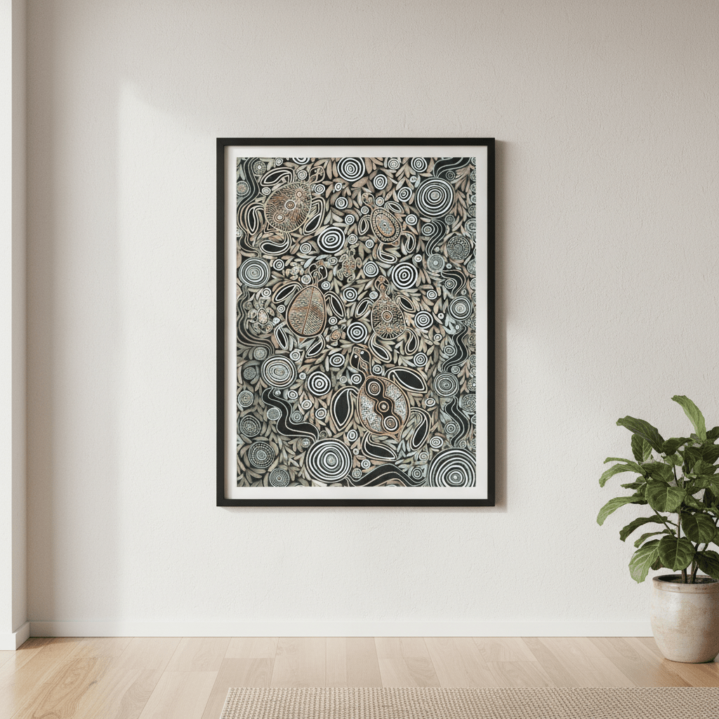 Turtles in Deep Water Dreaming Earth Green Tone by Emma Rigney wall - art - picture - poster