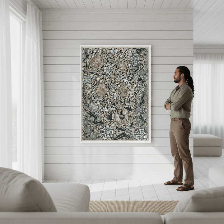 Turtles in Deep Water Dreaming Earth Green Tone by Emma Rigney wall - art - picture - poster