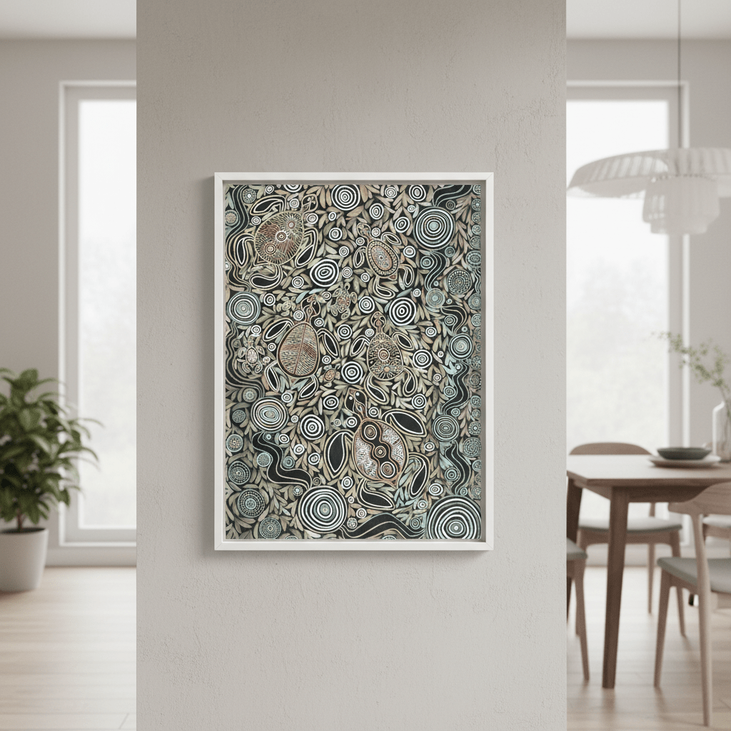 Turtles in Deep Water Dreaming Earth Green Tone by Emma Rigney wall - art - picture - poster