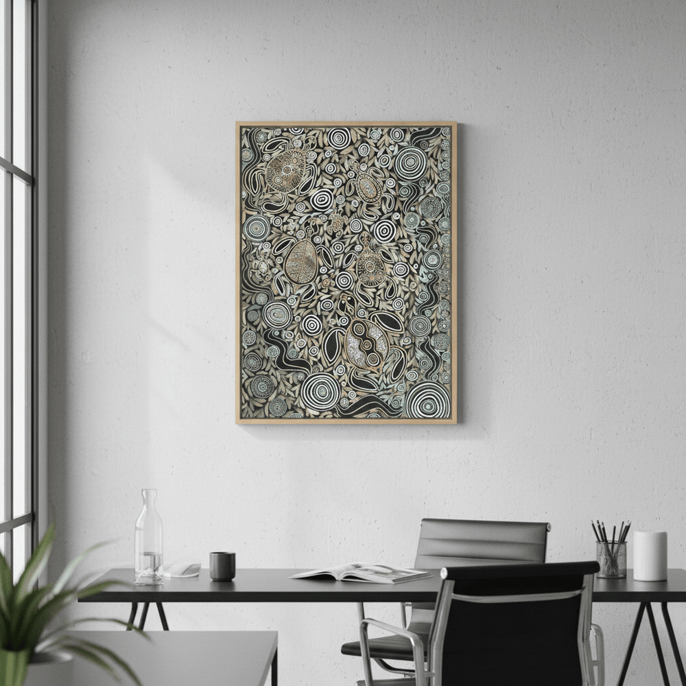 Turtles in Deep Water Dreaming Earth Green Tone by Emma Rigney wall - art - picture - poster