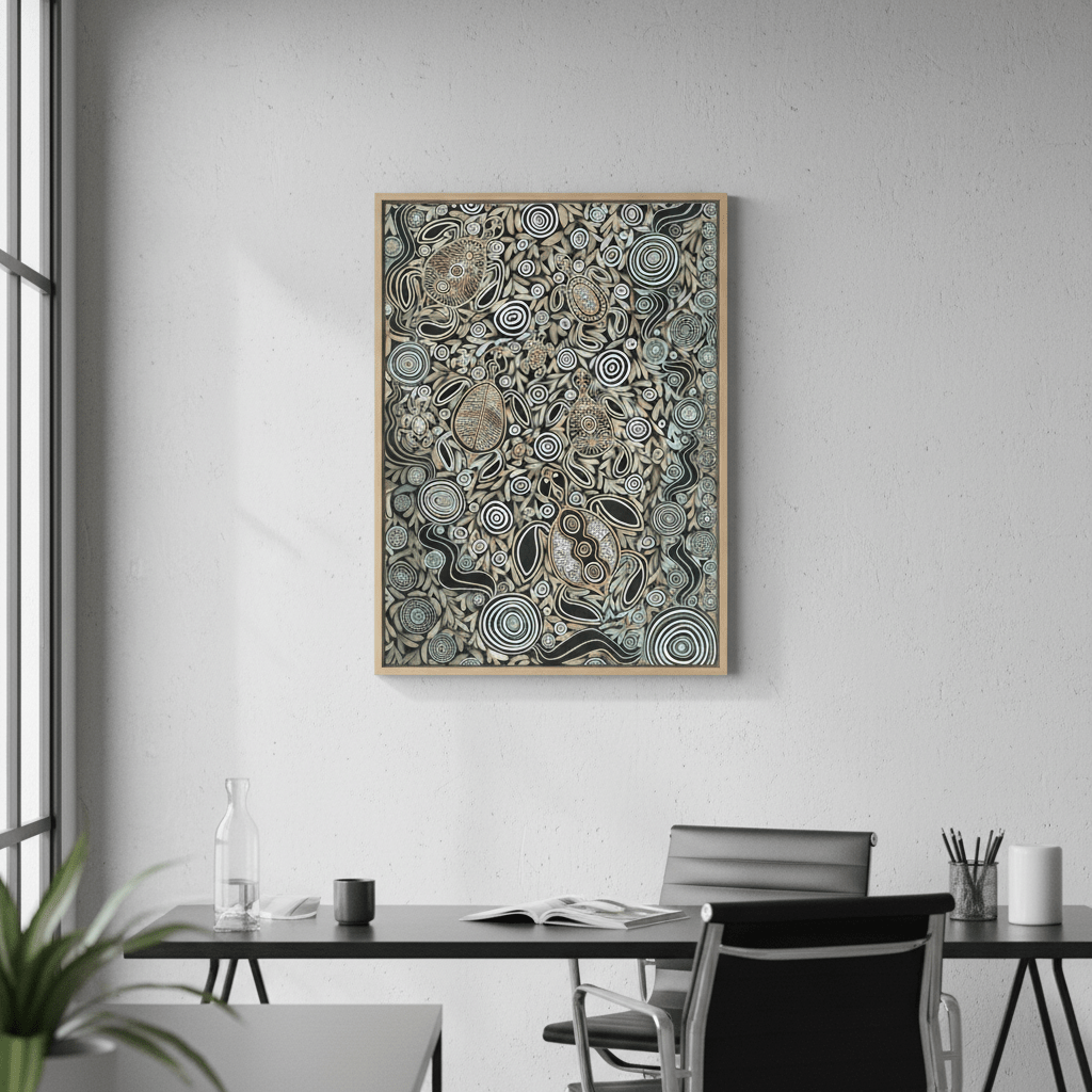 Turtles in Deep Water Dreaming Earth Green Tone by Emma Rigney wall - art - picture - poster