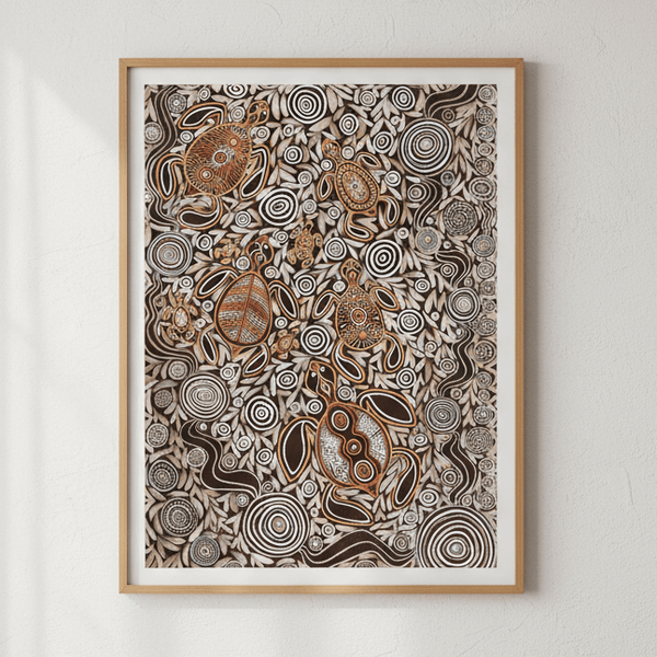 Turtles in Deep Water Dreaming Mocha Tone by Emma Rigney