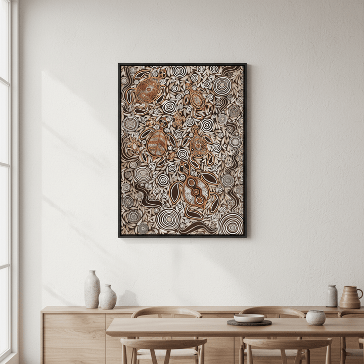 Turtles in Deep Water Dreaming Mocha Tone by Emma Rigney wall - art - picture - poster
