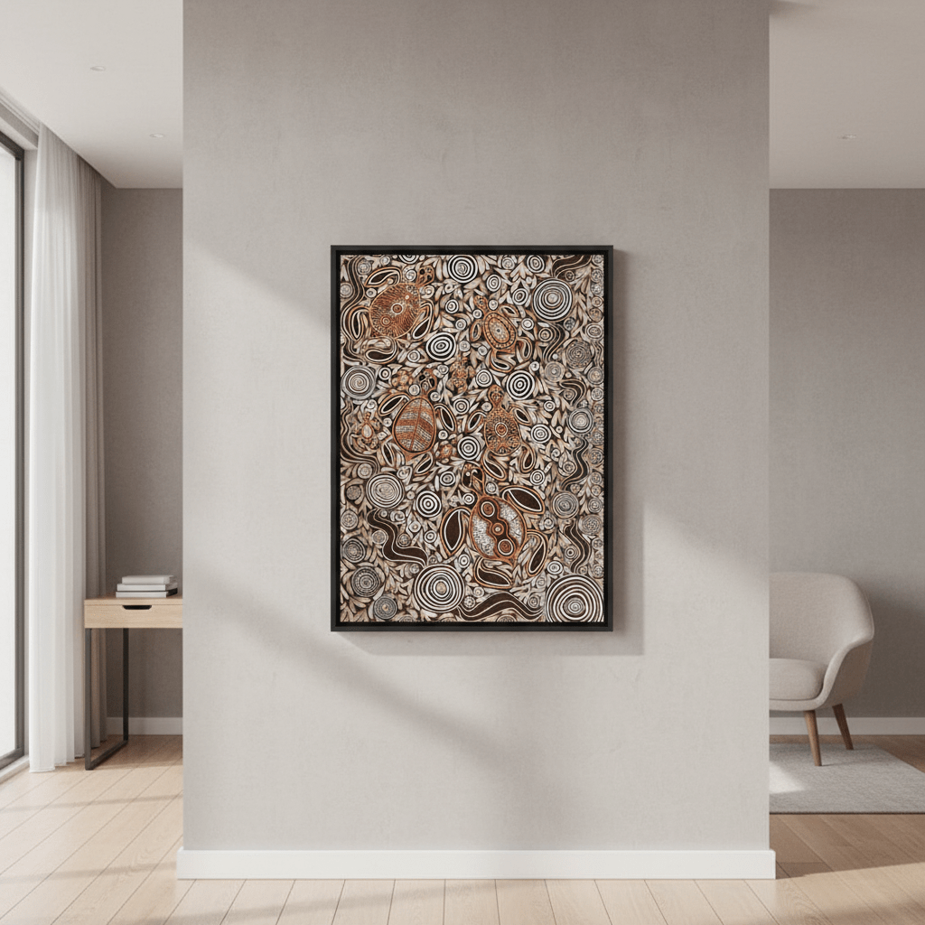 Turtles in Deep Water Dreaming Mocha Tone by Emma Rigney wall - art - picture - poster