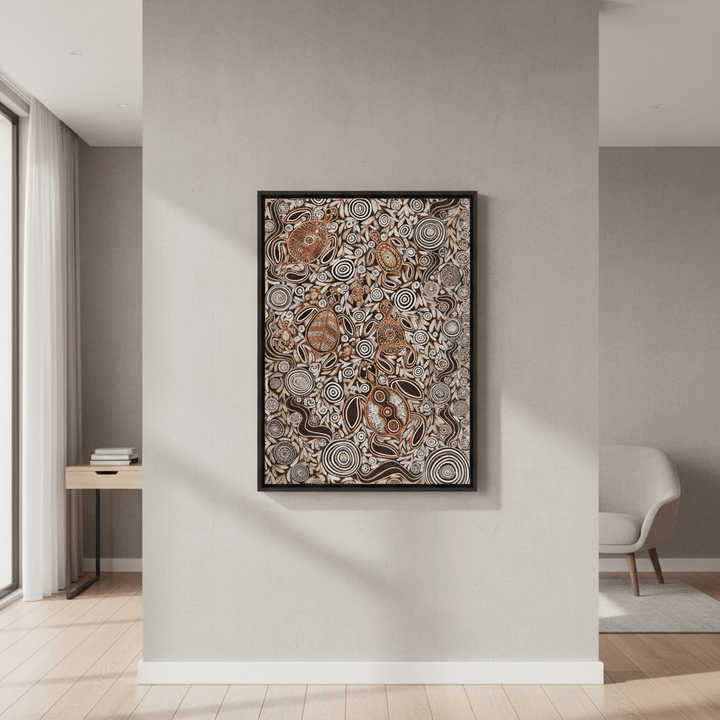 Turtles in Deep Water Dreaming Mocha Tone by Emma Rigney wall - art - picture - poster