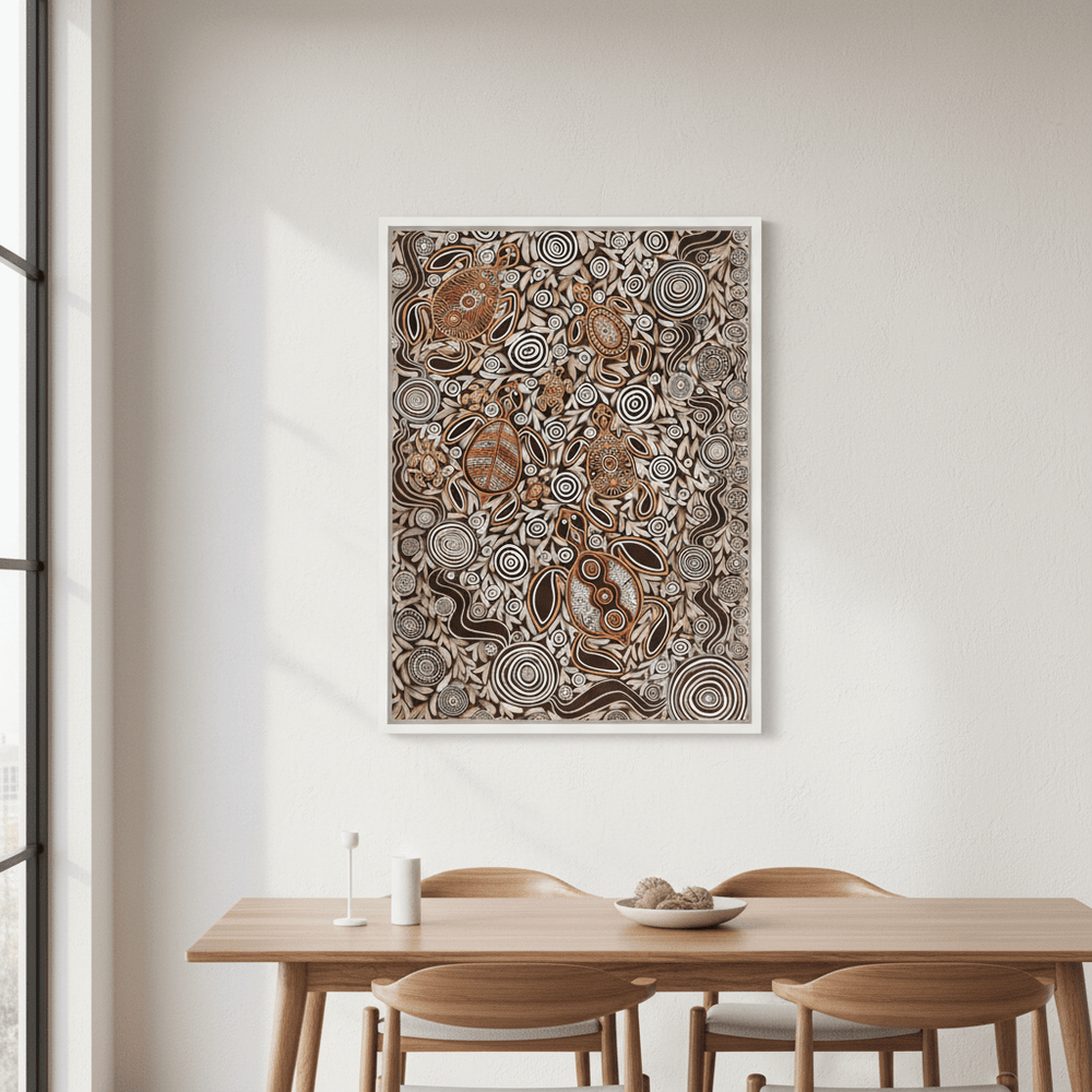 Turtles in Deep Water Dreaming Mocha Tone by Emma Rigney wall - art - picture - poster