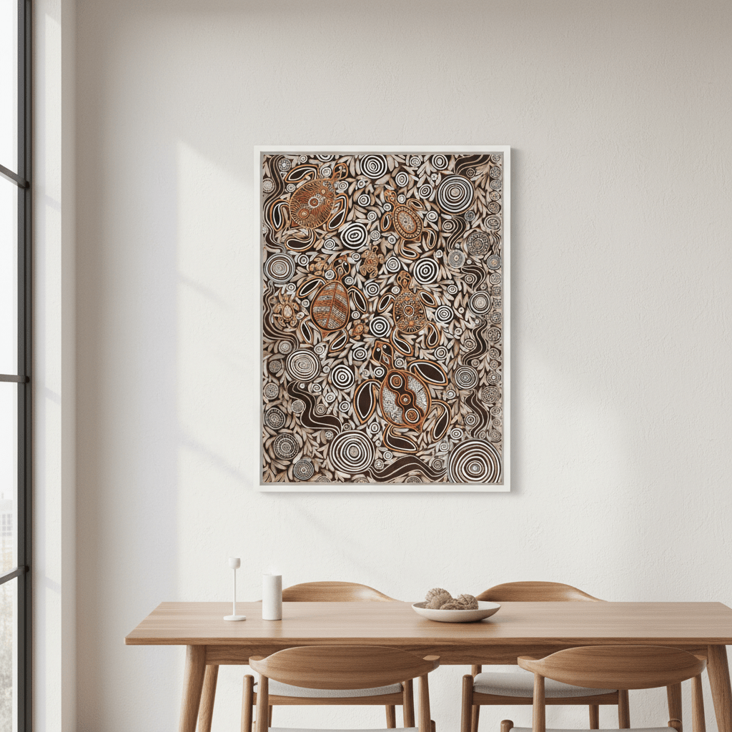 Turtles in Deep Water Dreaming Mocha Tone by Emma Rigney wall - art - picture - poster