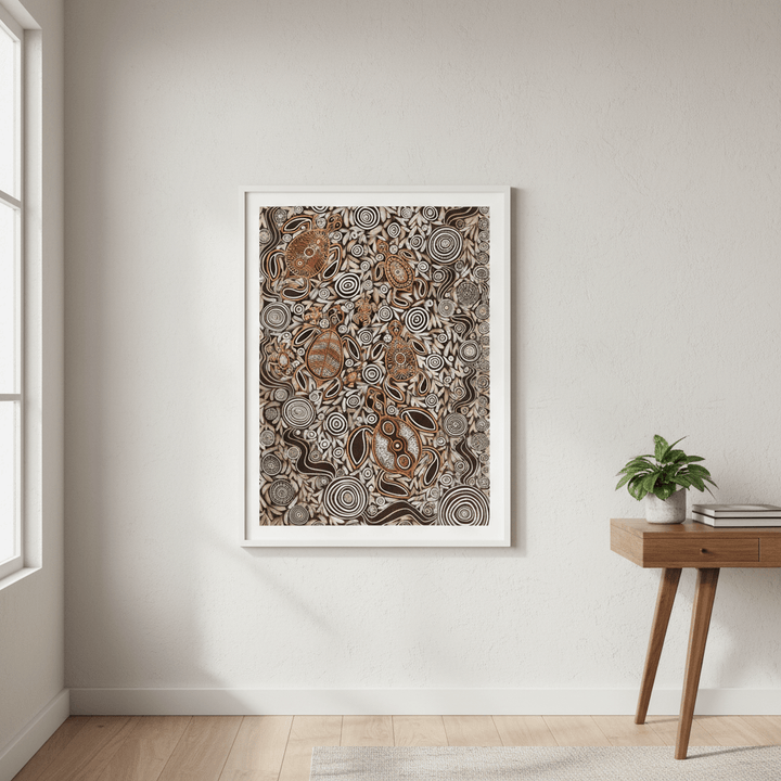 Turtles in Deep Water Dreaming Mocha Tone by Emma Rigney wall - art - picture - poster