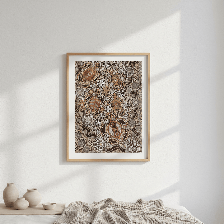 Turtles in Deep Water Dreaming Mocha Tone by Emma Rigney wall - art - picture - poster