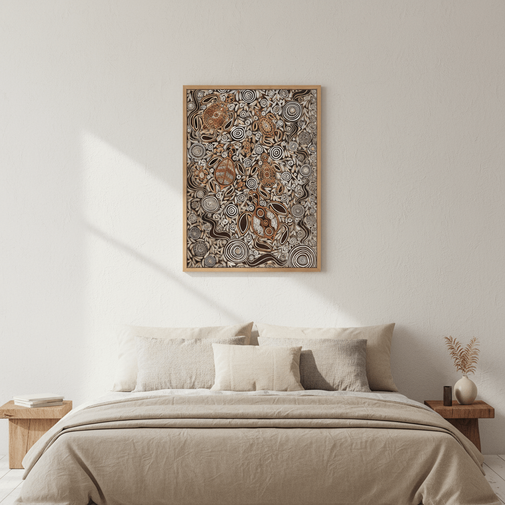 Turtles in Deep Water Dreaming Mocha Tone by Emma Rigney wall - art - picture - poster