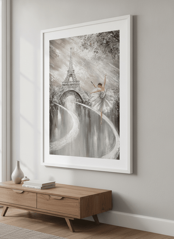 Modern wall art styled above a sofa in a neutral living room