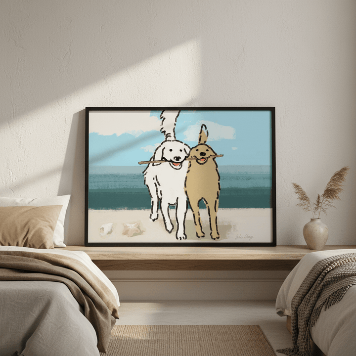 Two Dogs on the Beach by Julia Cheney wall - art - picture - poster