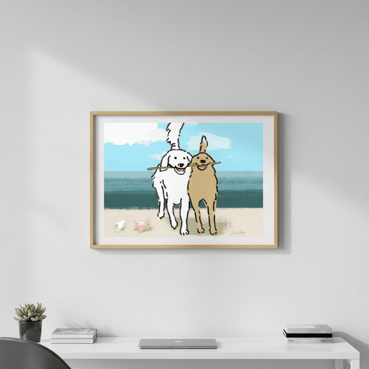 Two Dogs on the Beach by Julia Cheney wall - art - picture - poster