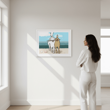 Two Dogs on the Beach by Julia Cheney wall - art - picture - poster