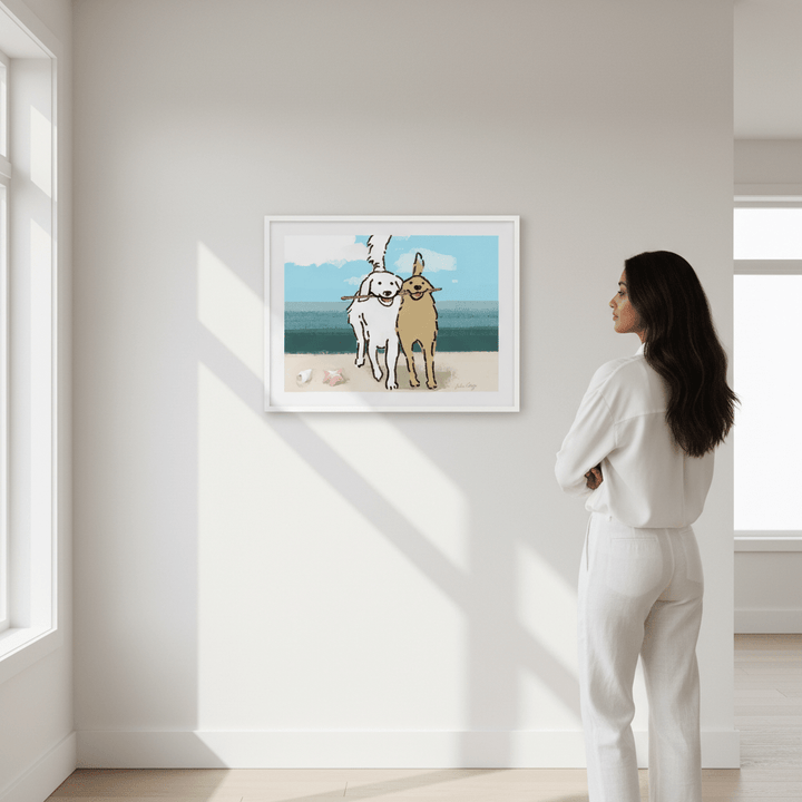 Two Dogs on the Beach by Julia Cheney wall - art - picture - poster