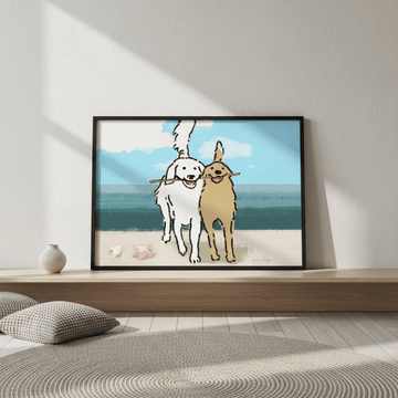 Two Dogs on the Beach by Julia Cheney wall - art - picture - poster