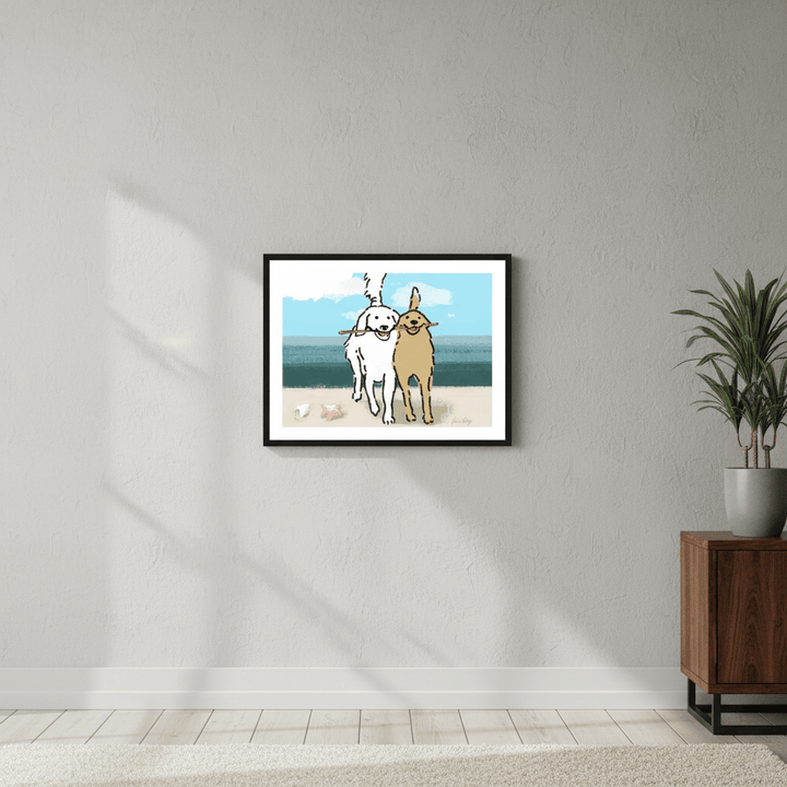 Two Dogs on the Beach by Julia Cheney wall - art - picture - poster