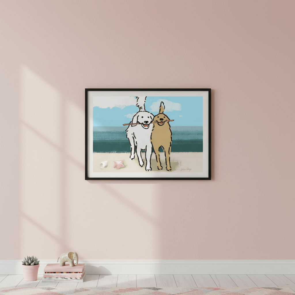 Two Dogs on the Beach by Julia Cheney wall - art - picture - poster