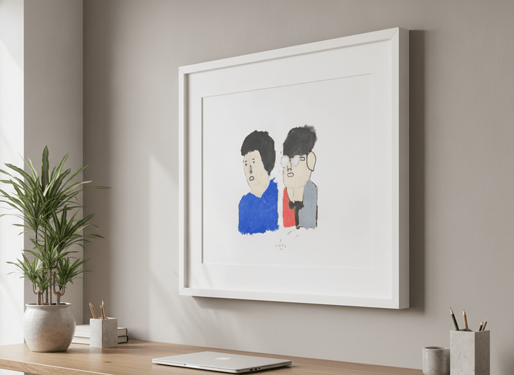 Contemporary wall art featured in a bright modern office workspace