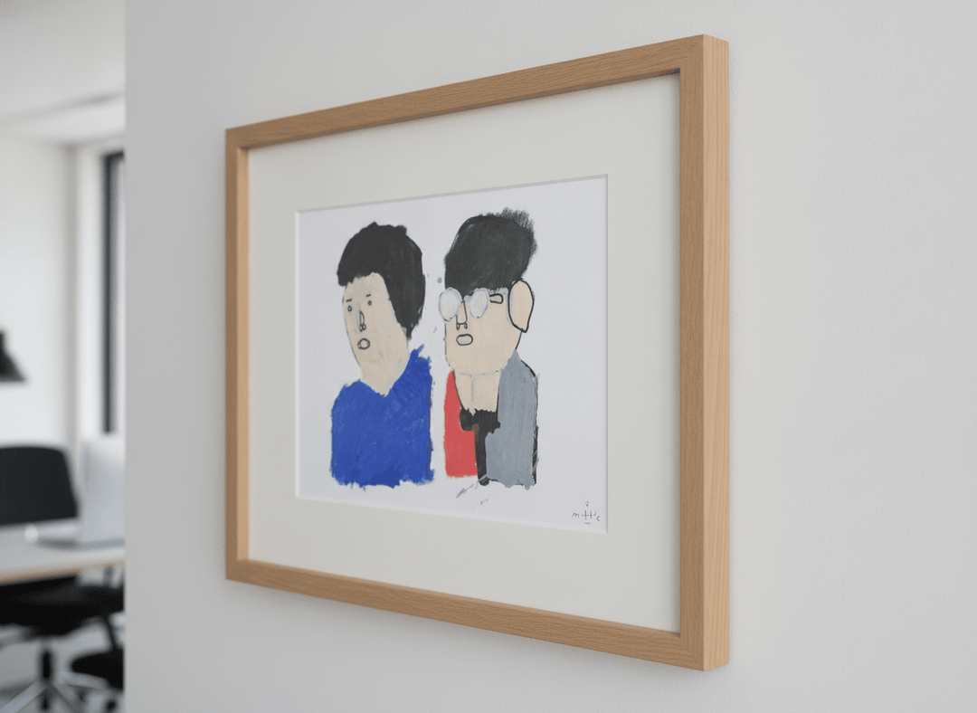 Contemporary wall art featured in a bright modern office workspace