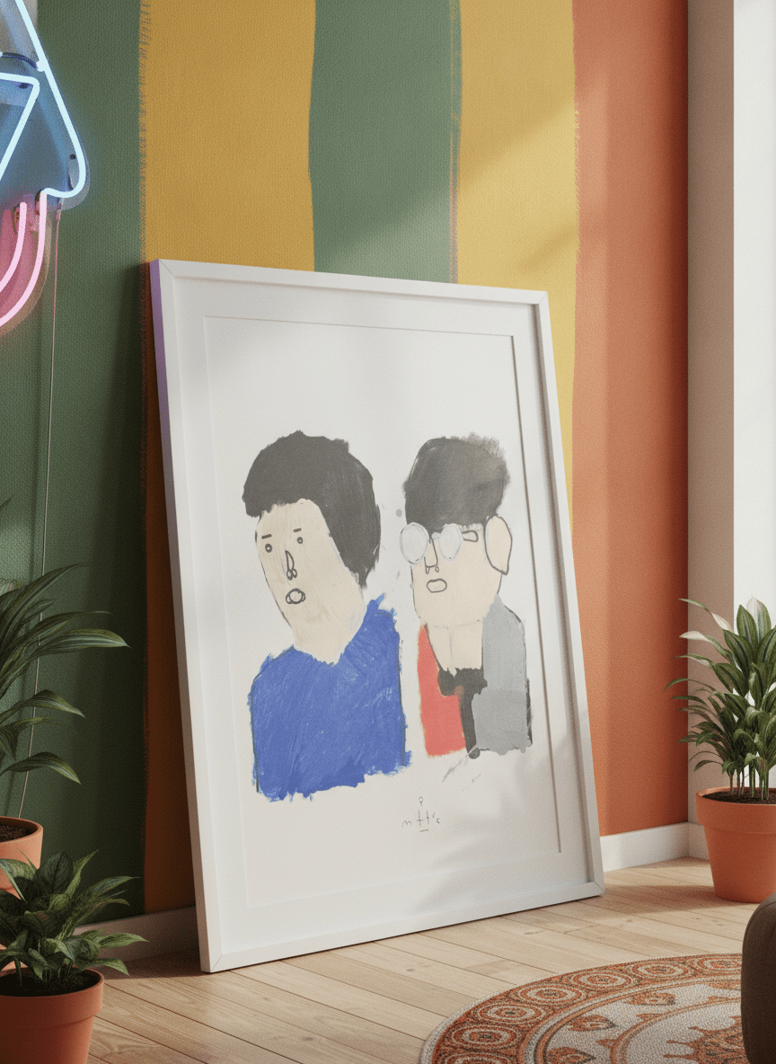 Bold wall art styled in a colourful, eclectic modern home