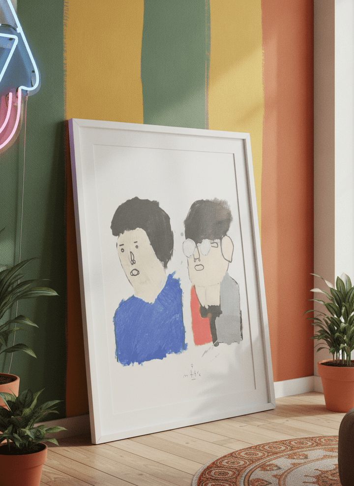Bold wall art styled in a colourful, eclectic modern home