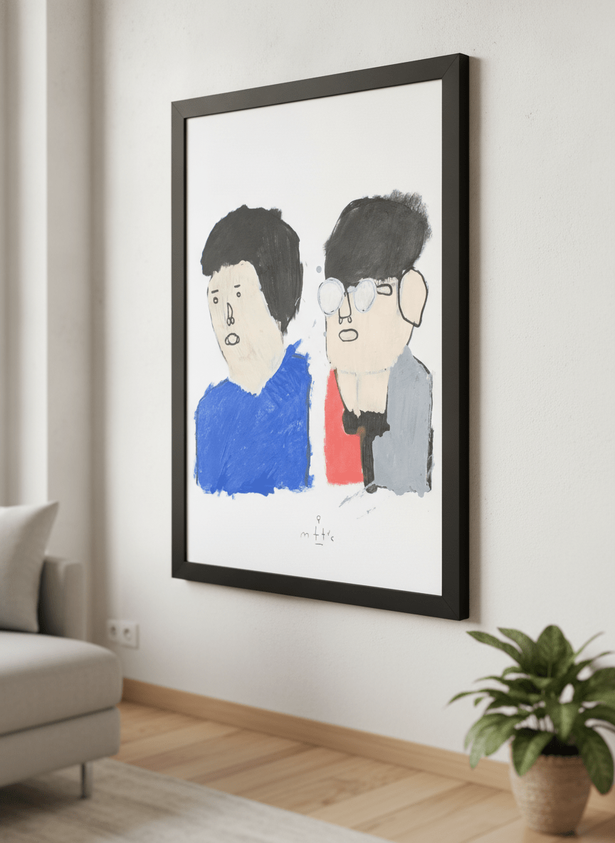 Modern wall art styled above a sofa in a neutral living room