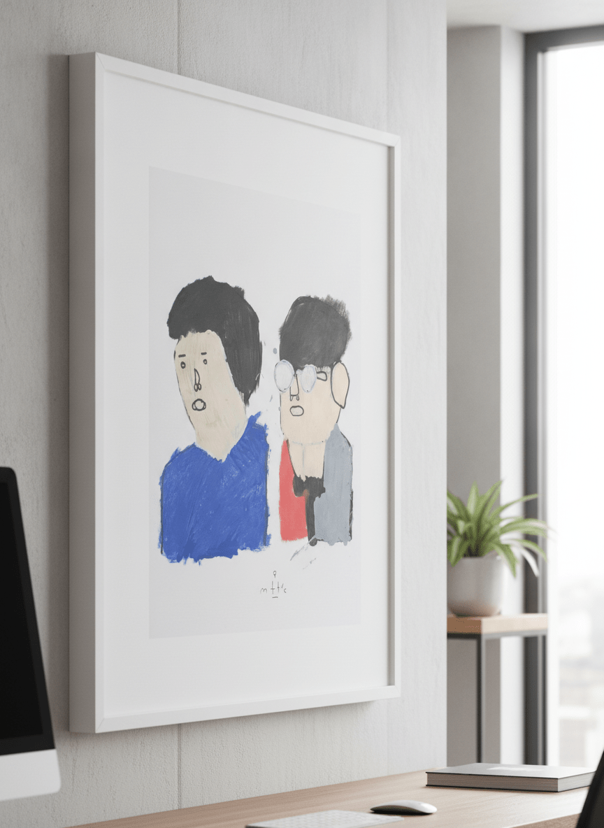 Contemporary wall art featured in a bright modern office workspace