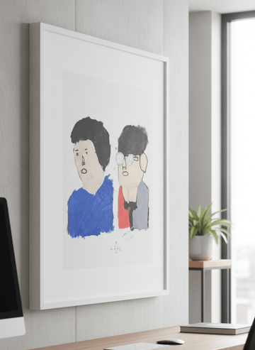 Contemporary wall art featured in a bright modern office workspace