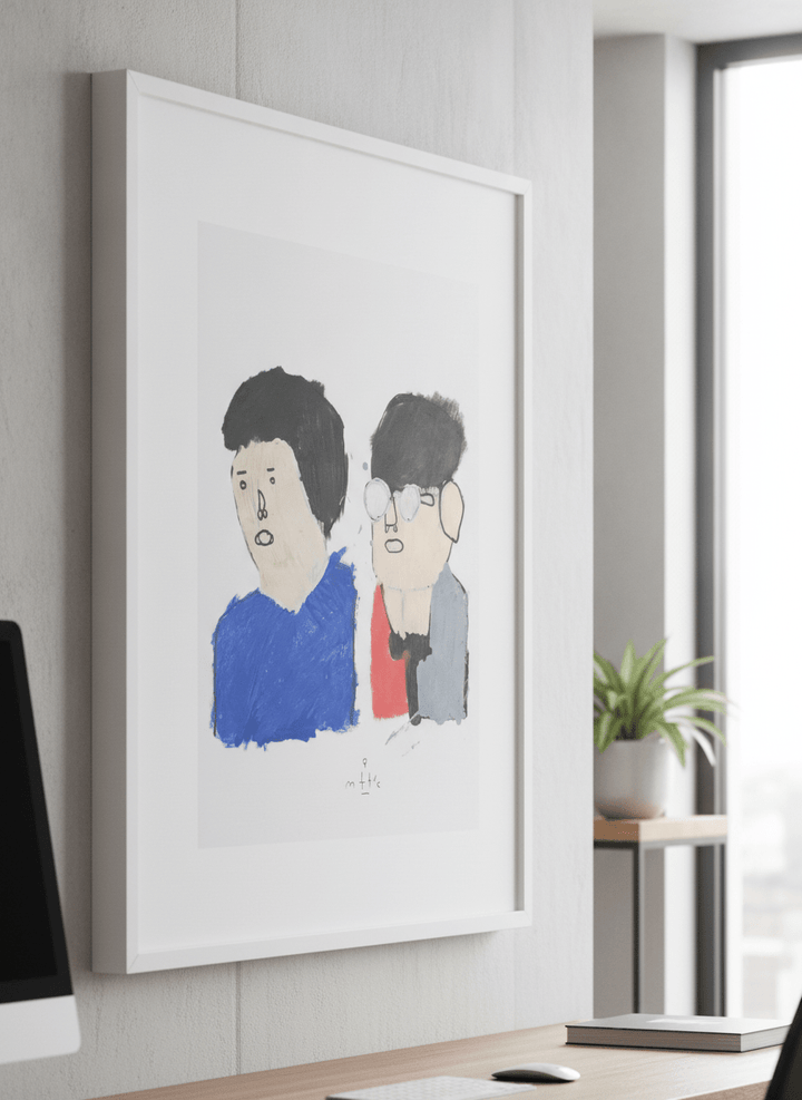 Contemporary wall art featured in a bright modern office workspace