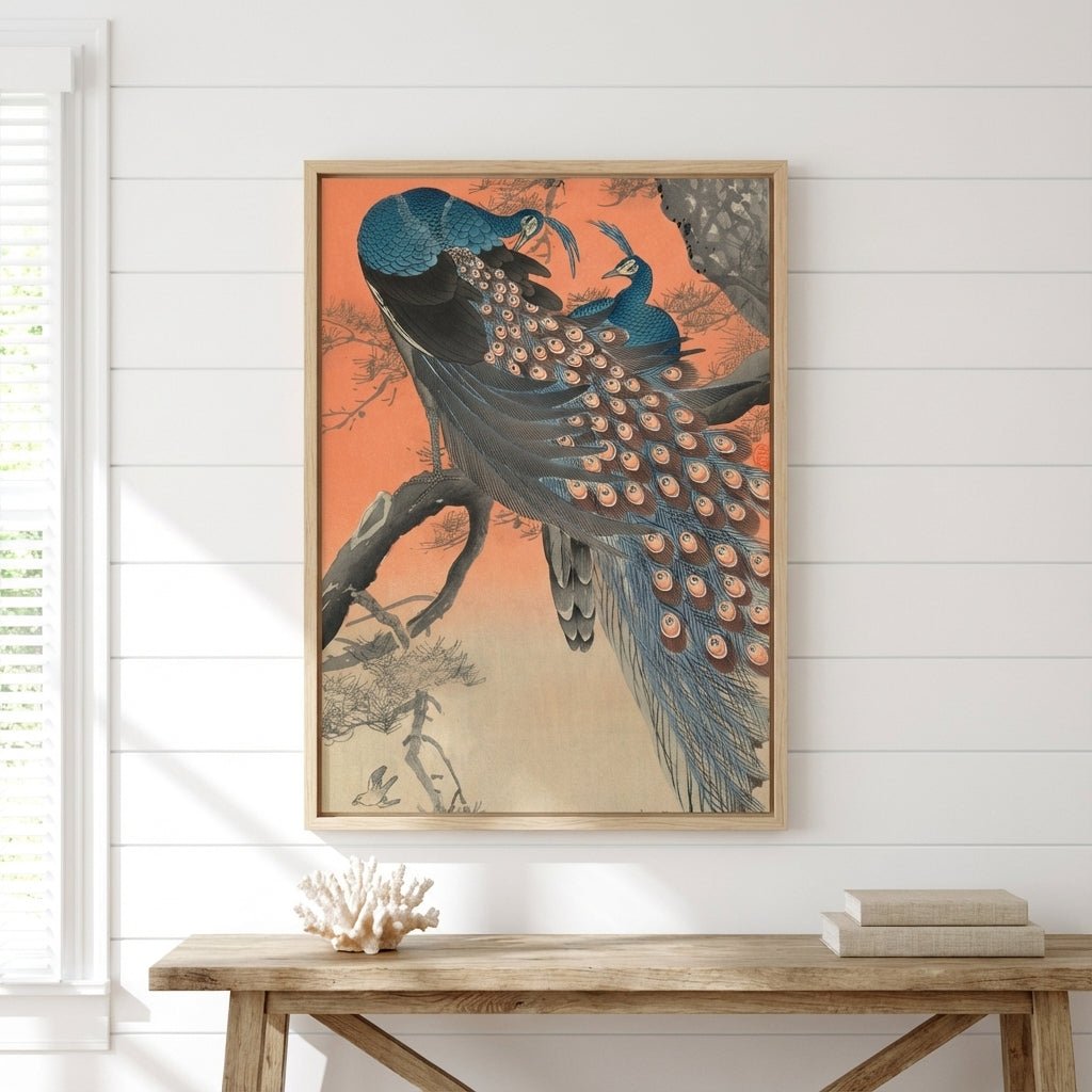 Two Peacocks on Tree Branch by Ohara Koson wall - art - picture - poster