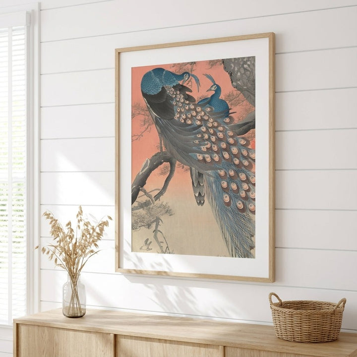 Two Peacocks on Tree Branch by Ohara Koson wall - art - picture - poster