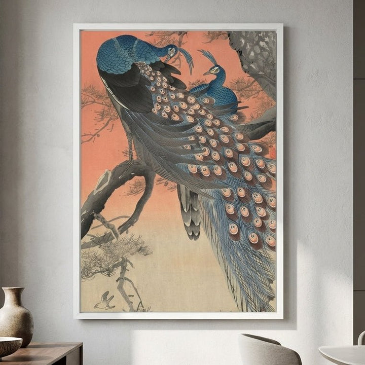 Two Peacocks on Tree Branch by Ohara Koson wall - art - picture - poster