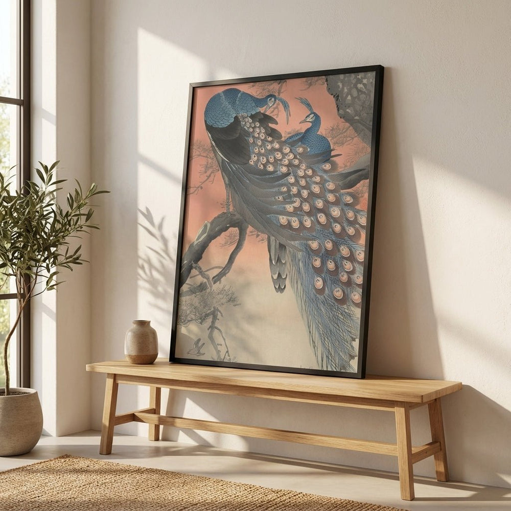 Two Peacocks on Tree Branch by Ohara Koson wall - art - picture - poster