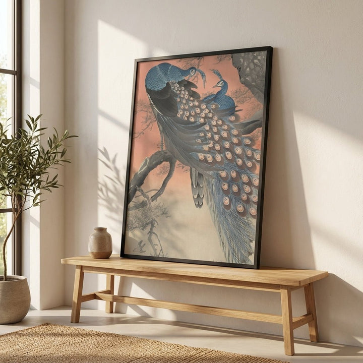 Two Peacocks on Tree Branch by Ohara Koson wall - art - picture - poster