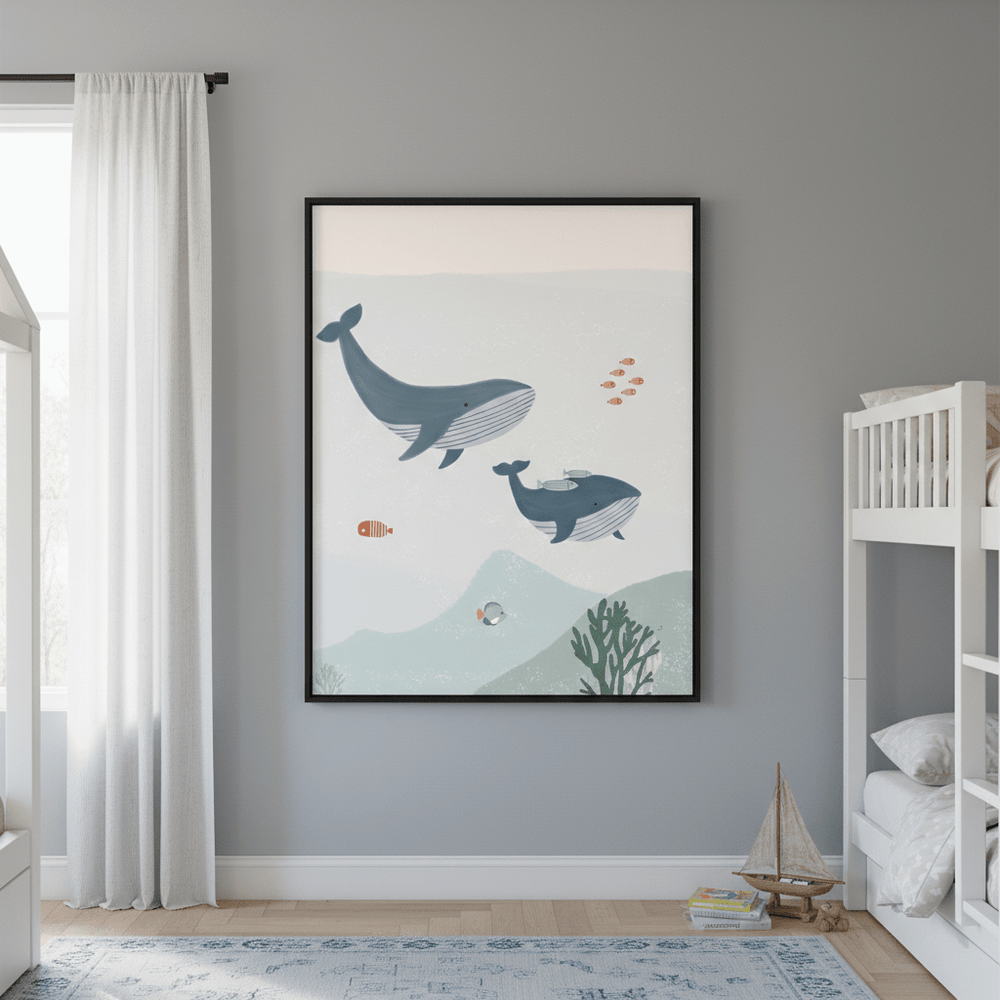 Two Whales by Menina Lisboa wall - art - picture - poster
