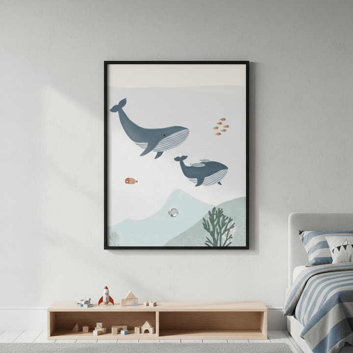 Two Whales by Menina Lisboa wall - art - picture - poster