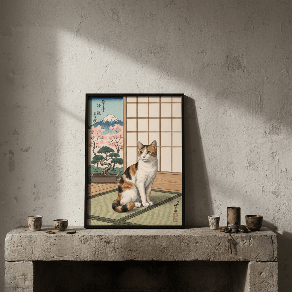 Ukiyo - E Japanese Vintage Cat Wall Art wall - art - picture - poster